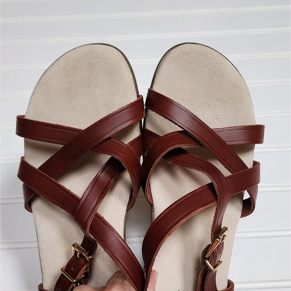 G.H. Bass & Co Sunjuns Margie Strappy Women's Leather Sandals Size 7.5W Brown - Picture 7 of 10